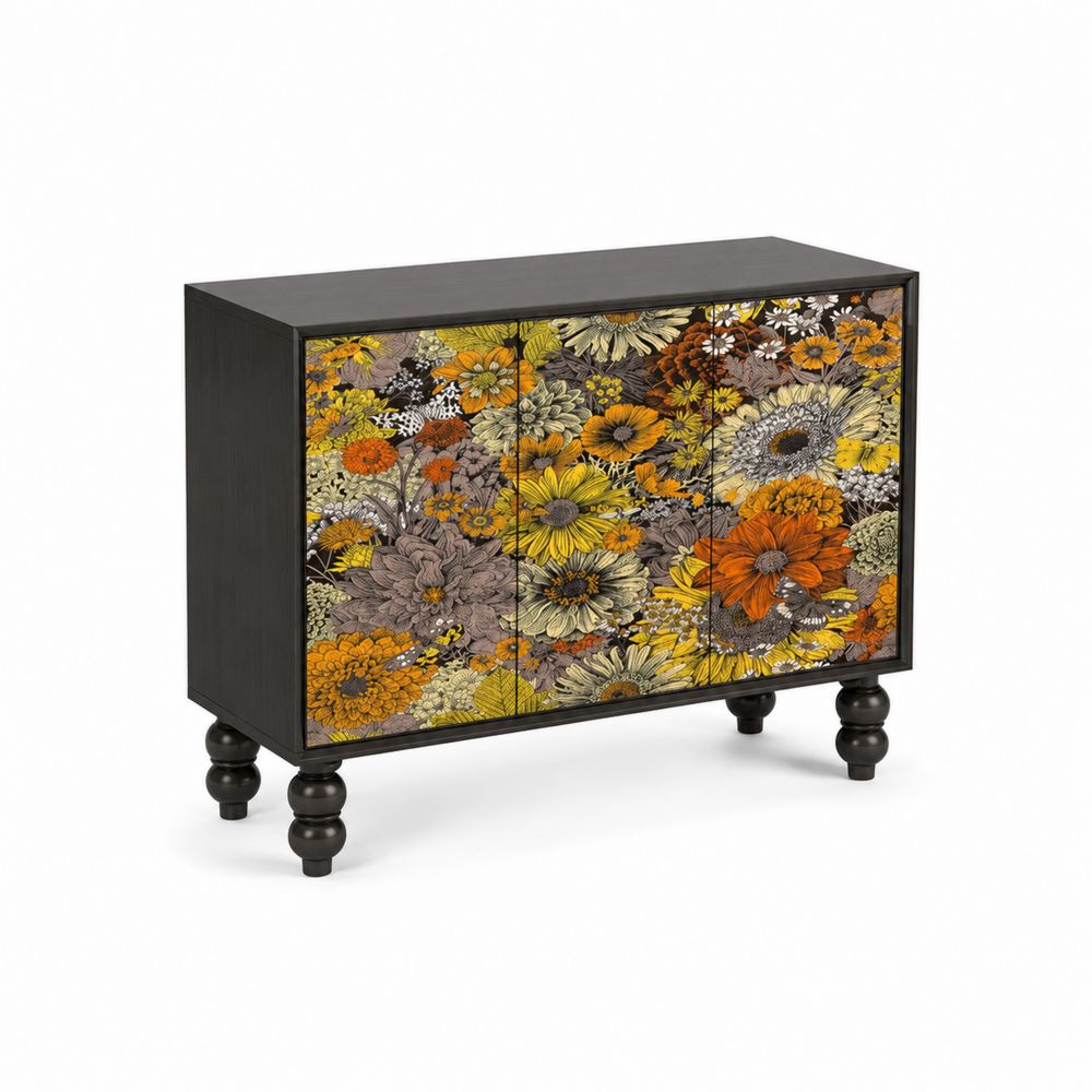 Aparador de Madera con Puertas Florales Multicolor