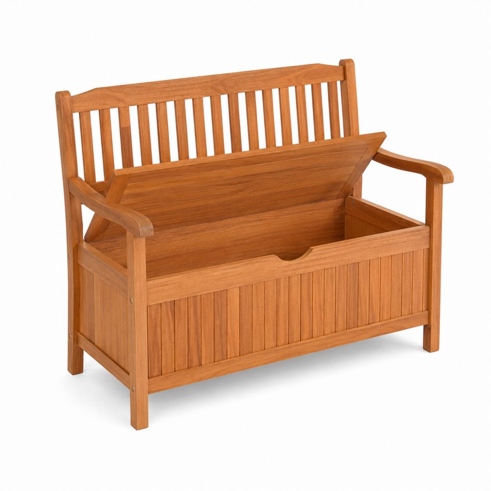 Banco de Madera de Teca con Almacenamiento 120x60x85 cm