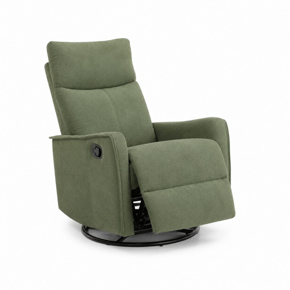 Sillón reclinable giratorio de tela poliéster verde