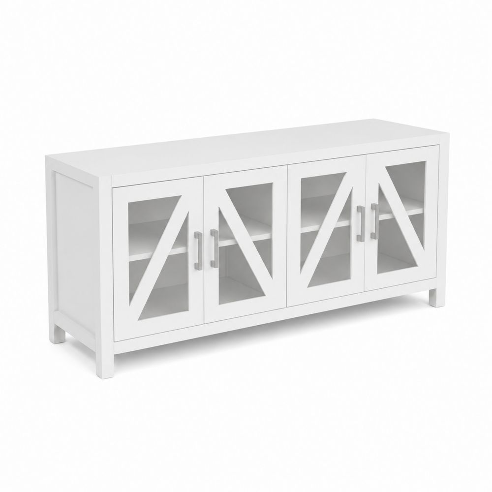 Aparador de madera con puertas de vidrio templado de 5 mm Blanco 140x75x40 cm