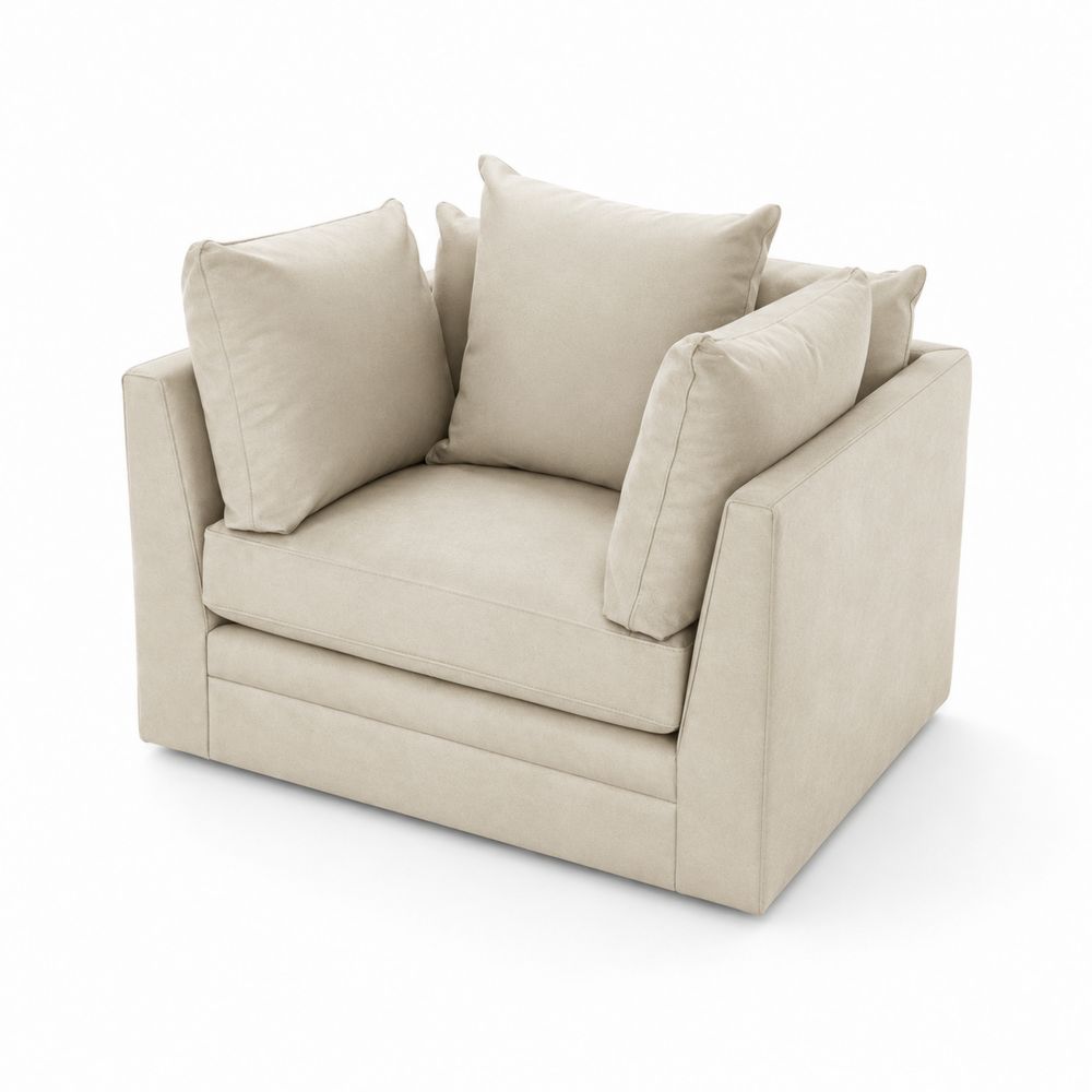 Sillón de Tela Beige 90x100x100 cm