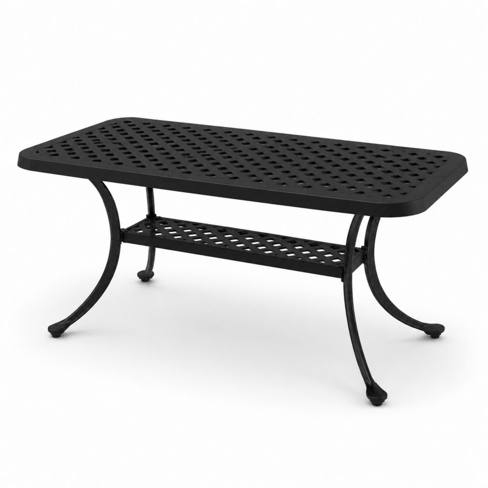 Mesa de jardín de aluminio negro 150x90x70 cm