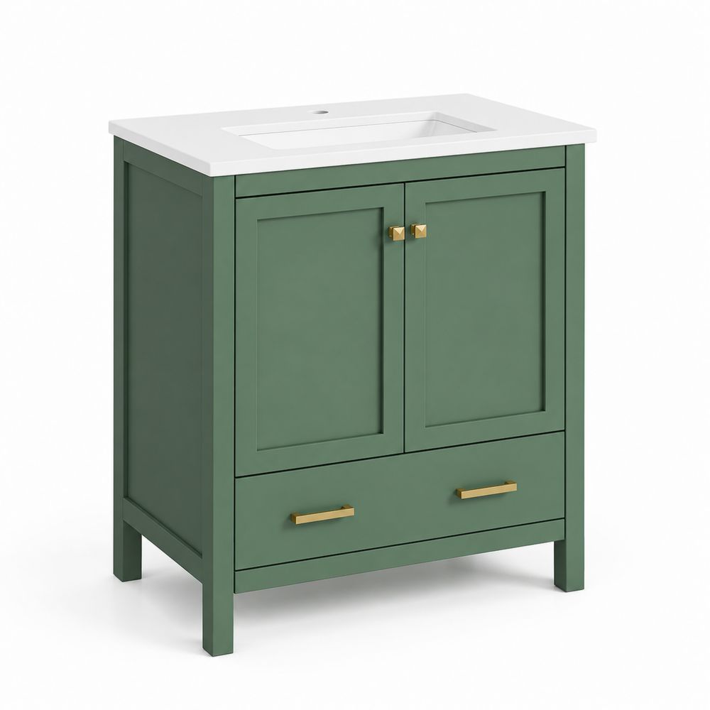 Mueble de baño verde con lavabo integrado de MDF