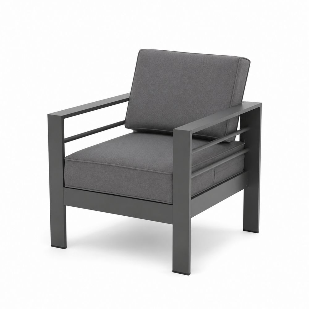 Sillón de Exterior de Aluminio con Cojín Gris