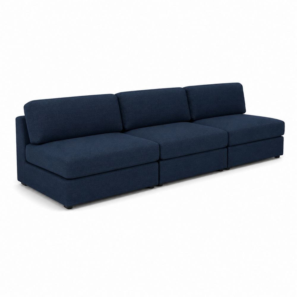Sofá modular de poliéster azul oscuro 3 plazas