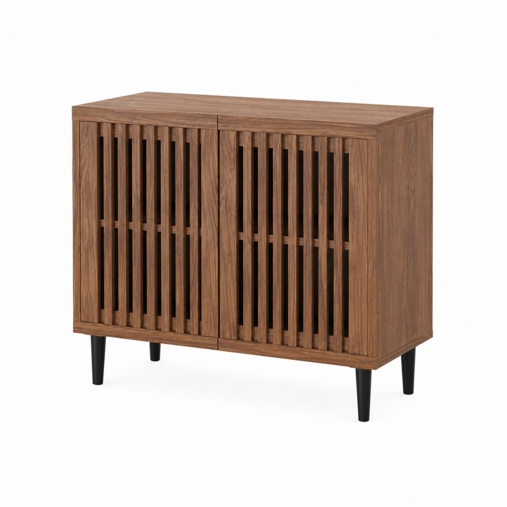 Aparador de Madera con Puertas Listonadas, 120x40x80 cm, Marrón