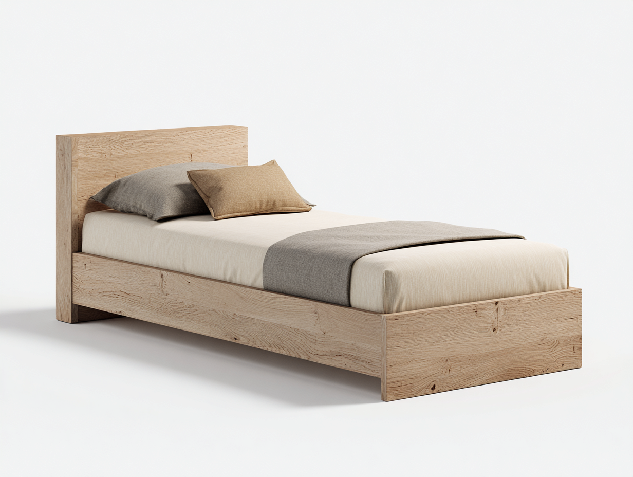 Einzelbett aus Holz 200x90x95 cm - Eichefarben - Für Schlafzimmer - Modernes Design-Lamoohaven