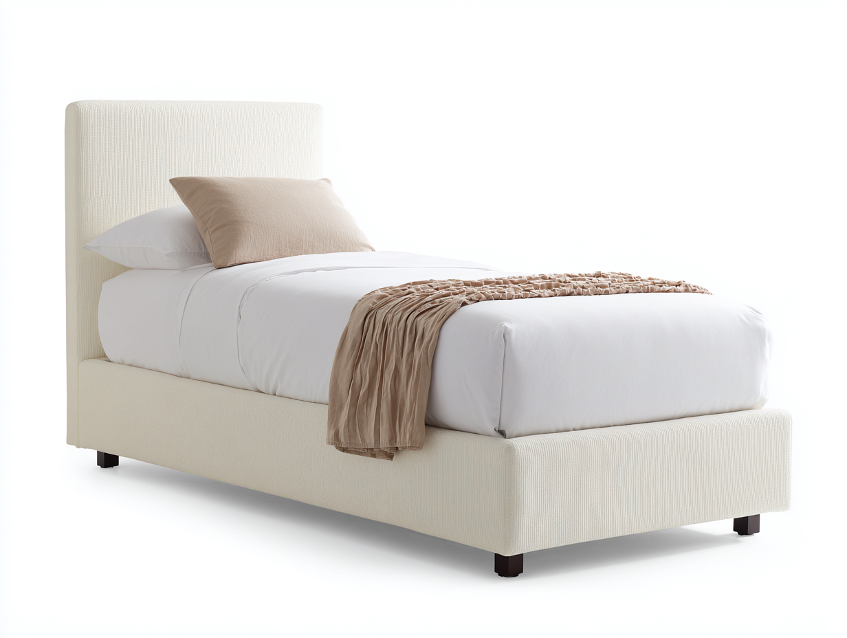 Einzelbett Stoff 210x100x105 cm Creme Modernes Design-Lamoohaven