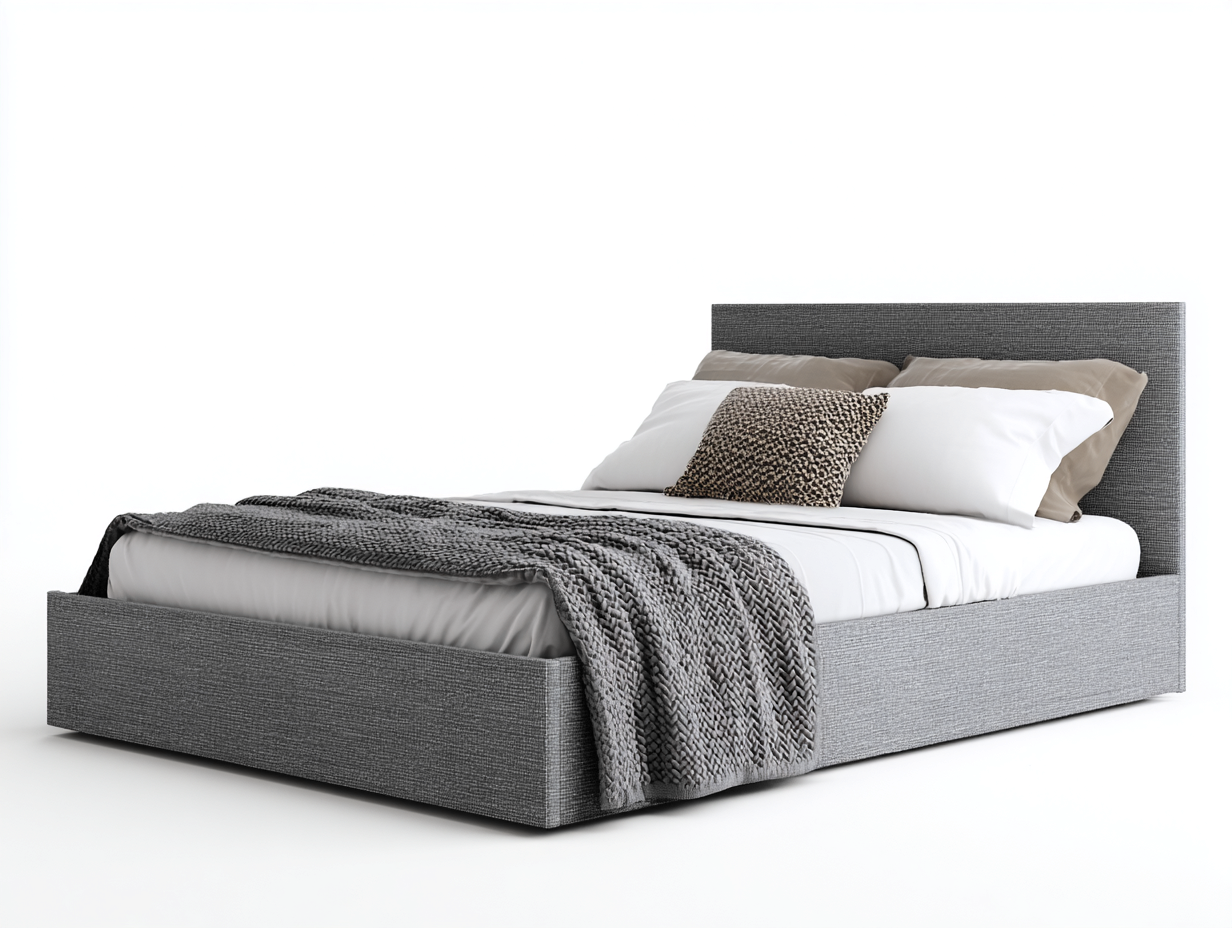 Doppelbett aus Stoff 200x160x100 cm - Grau - Für Schlafzimmer - Modernes Design-Lamoohaven
