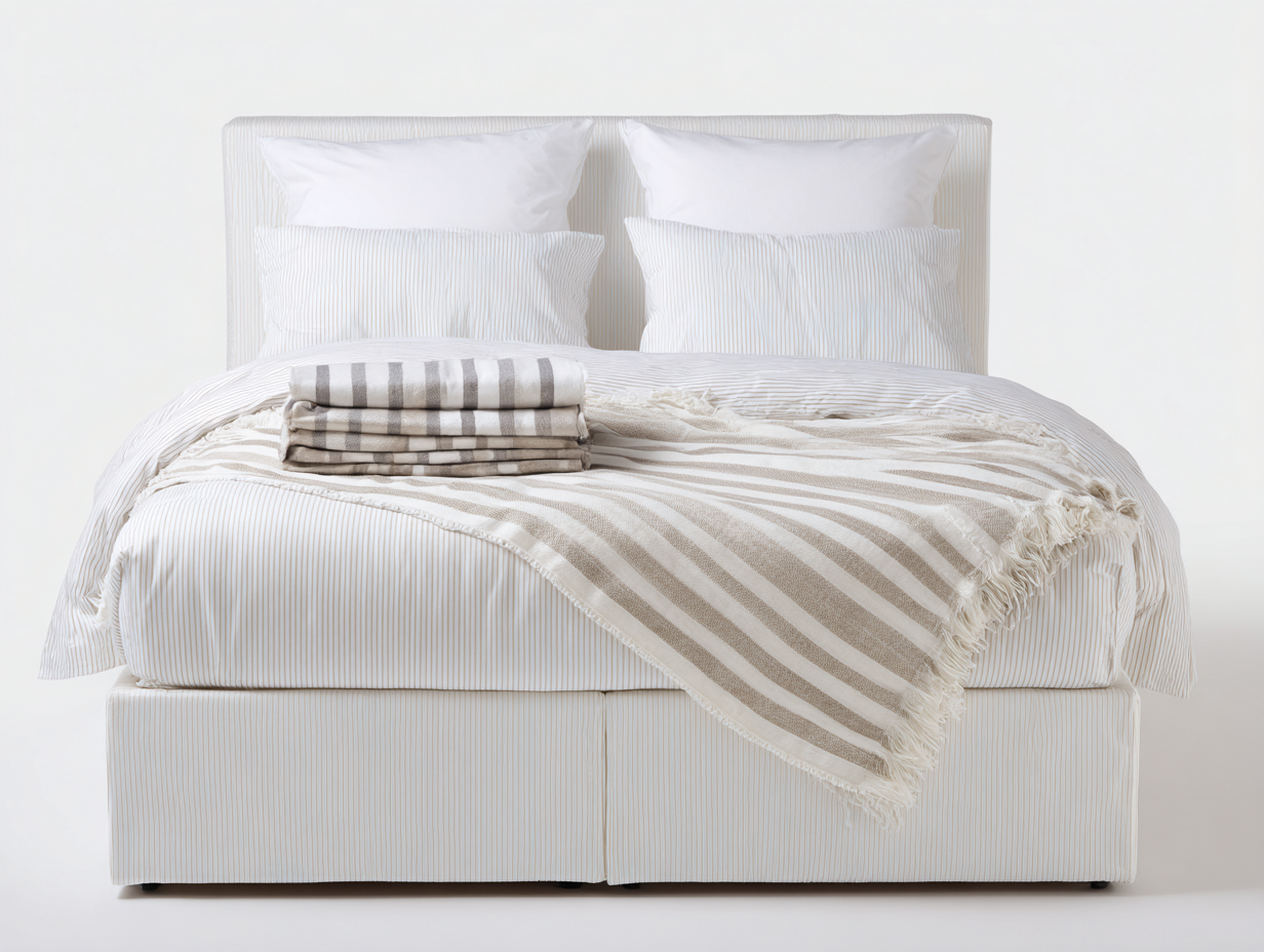 Doppelbett Stoffbezug 205x170x110 cm - cremeweiß - für Schlafzimmer - modernes Polsterdesign-Lamoohaven