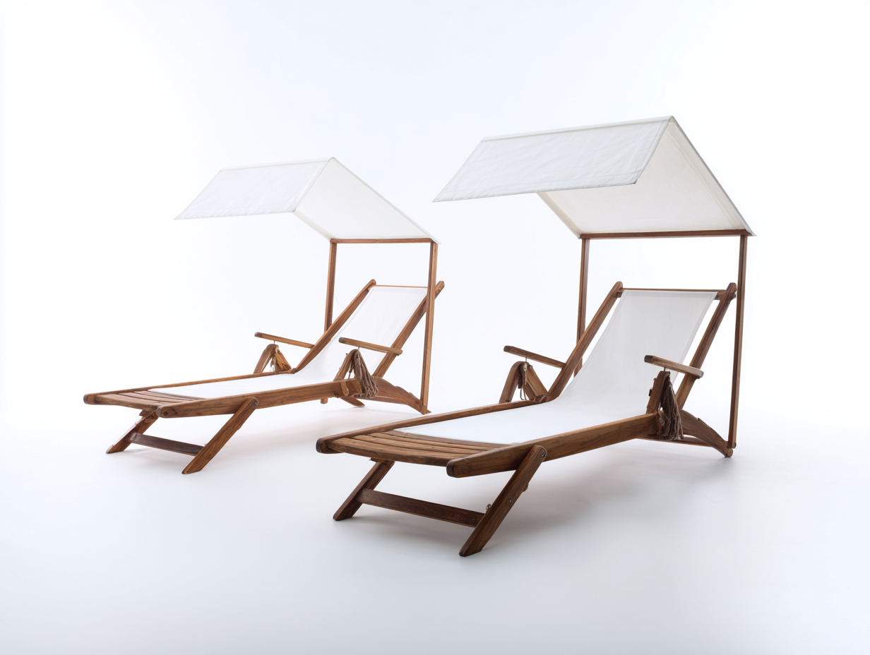 Sonnenliege Holz 195x65x150 cm Braun-Weiß Modernes Design mit Sonnendach-Lamoohaven