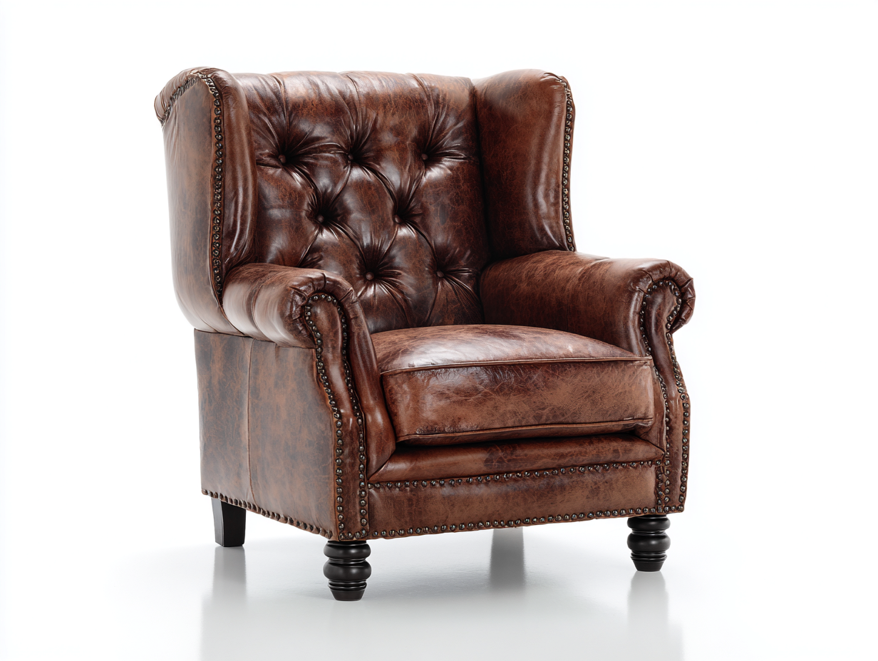 Ohrensessel Leder 88x92x108 cm - dunkelbraun - für Wohnzimmer - klassisches Chesterfield Design-Salinstudio