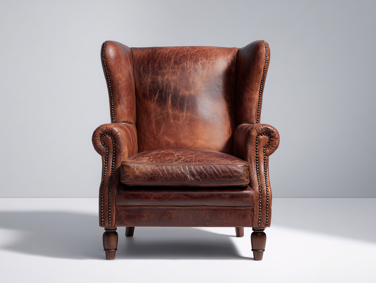 Ohrensessel Leder 86x90x110 cm - dunkelbraun - für Wohnzimmer - klassisches Design-Salinstudio
