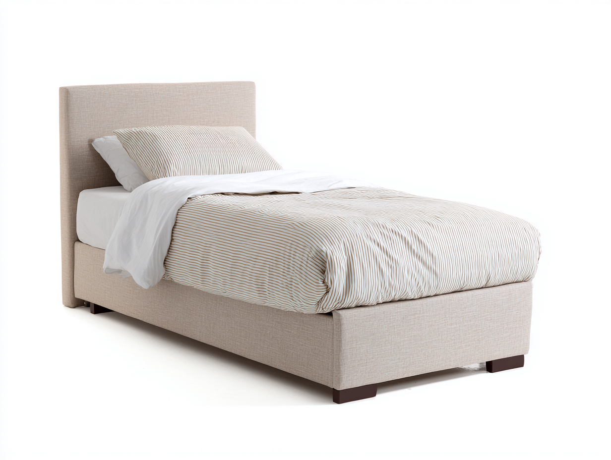Einzelbett Stoff 205x100x105 cm Beige Modernes Design-Salinstudio