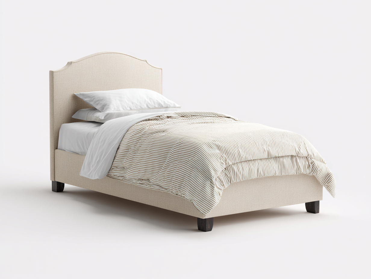 Einzelbett aus Stoff 208x98x112 cm - Creme - gepolstert im klassischen Design-Salinstudio