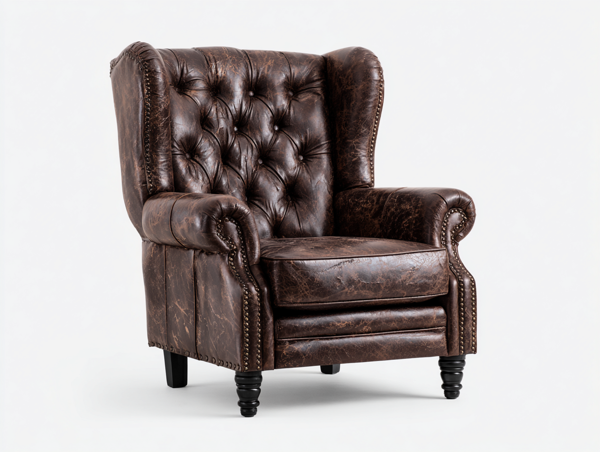 Ohrensessel Kunstleder 88x92x108 cm Braun Klassisches Design-Salinstudio