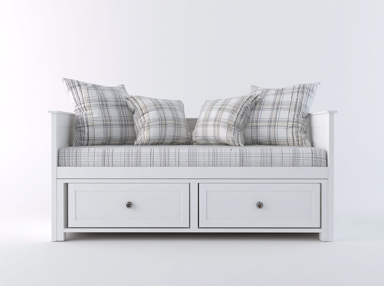 Schlafsofa aus Holz mit 2 Schubladen 206x98x86 cm - Weiß - im klassischen Design-Salinstudio
