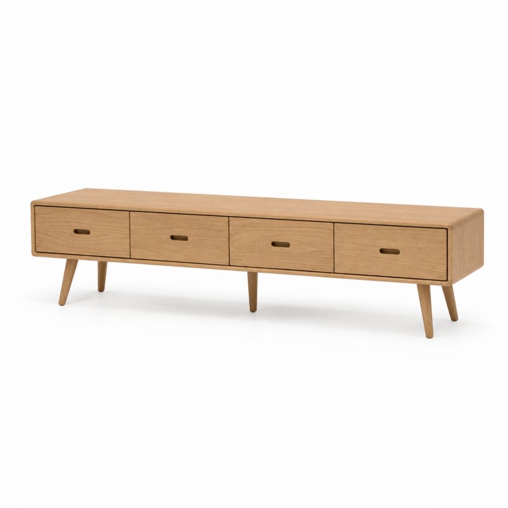 Meuble TV en chêne avec 4 tiroirs 180 cm