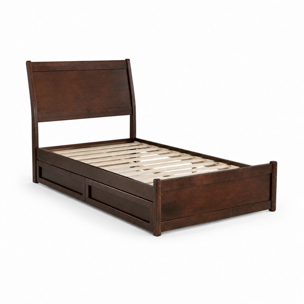 Lit simple en bois avec rangement intégré