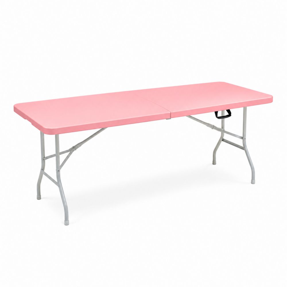 Table pliante rectangulaire 183 cm plastique rose