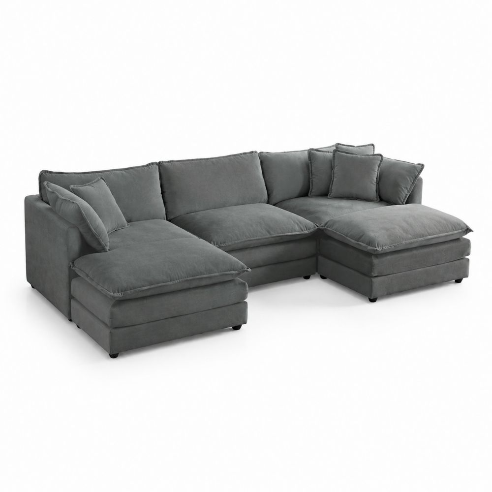Canapé d'angle en tissu gris