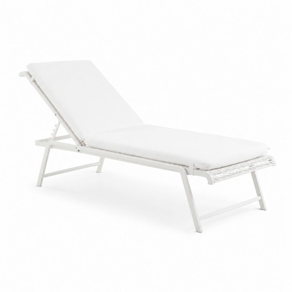 Chaise longue en aluminium avec coussin en polyester blanc