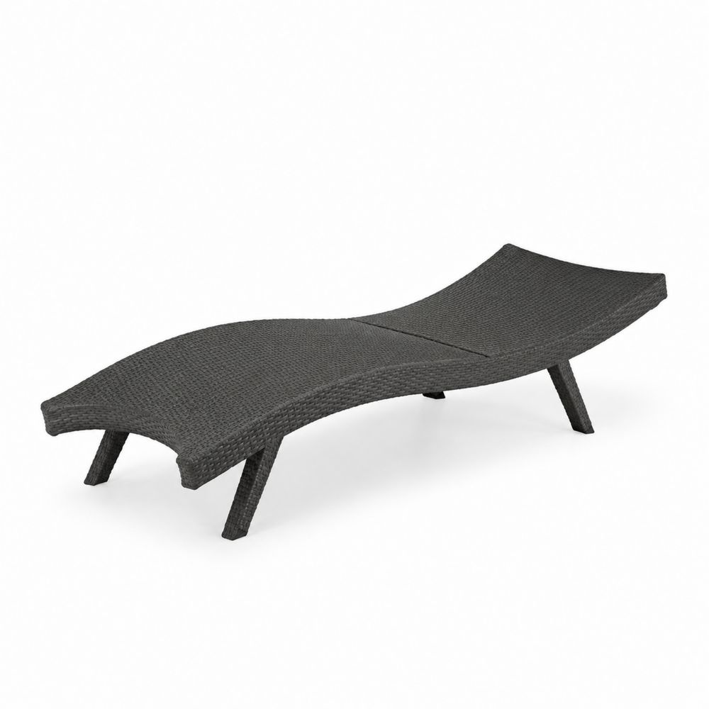 Chaise longue extérieure en rotin Noir 200 cm