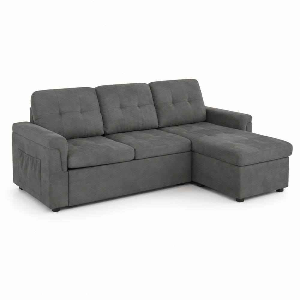 Canapé d'angle réversible 3 places en tissu Gris