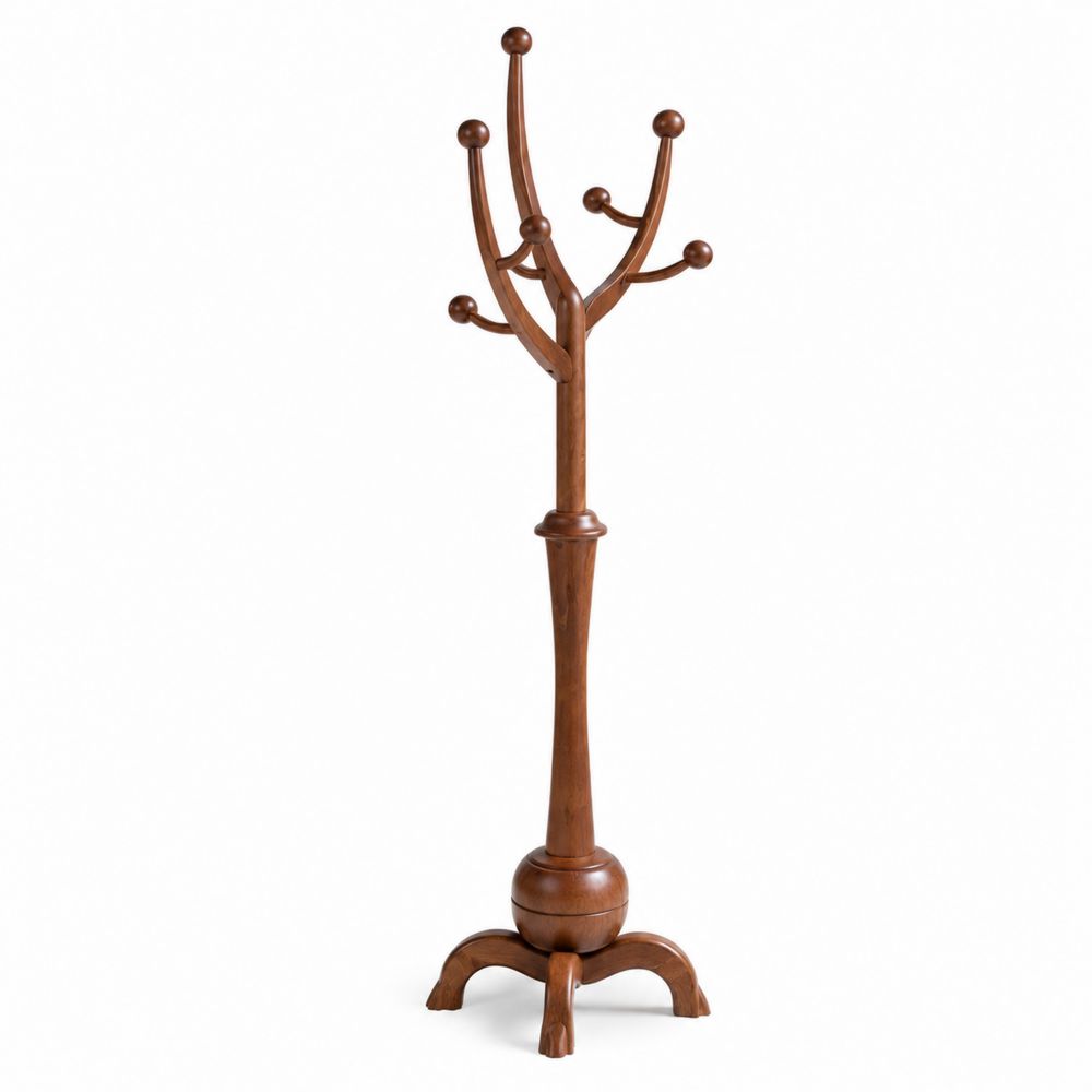 Portemanteau sur pied en bois massif brun 175 cm