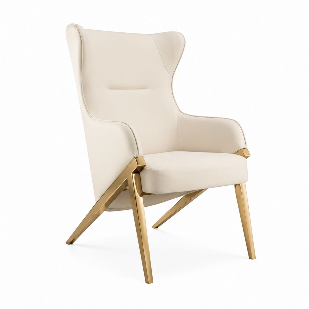 Fauteuil en Métal et Tissu Beige