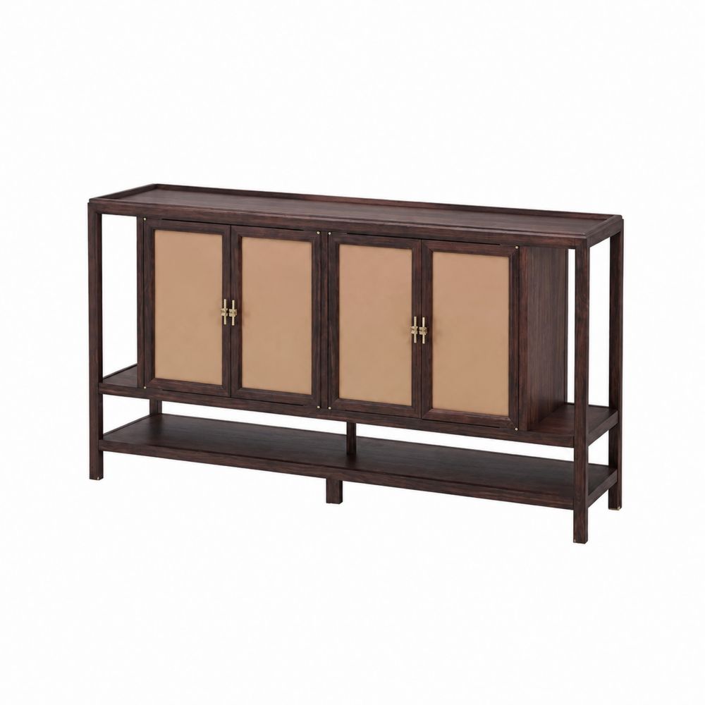 Buffet rectangulaire bois et métal 180x40x80 cm