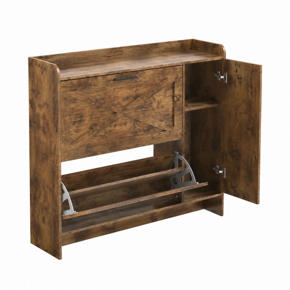 Armoire à chaussures en bois chêne 80x100x30 cm Marron