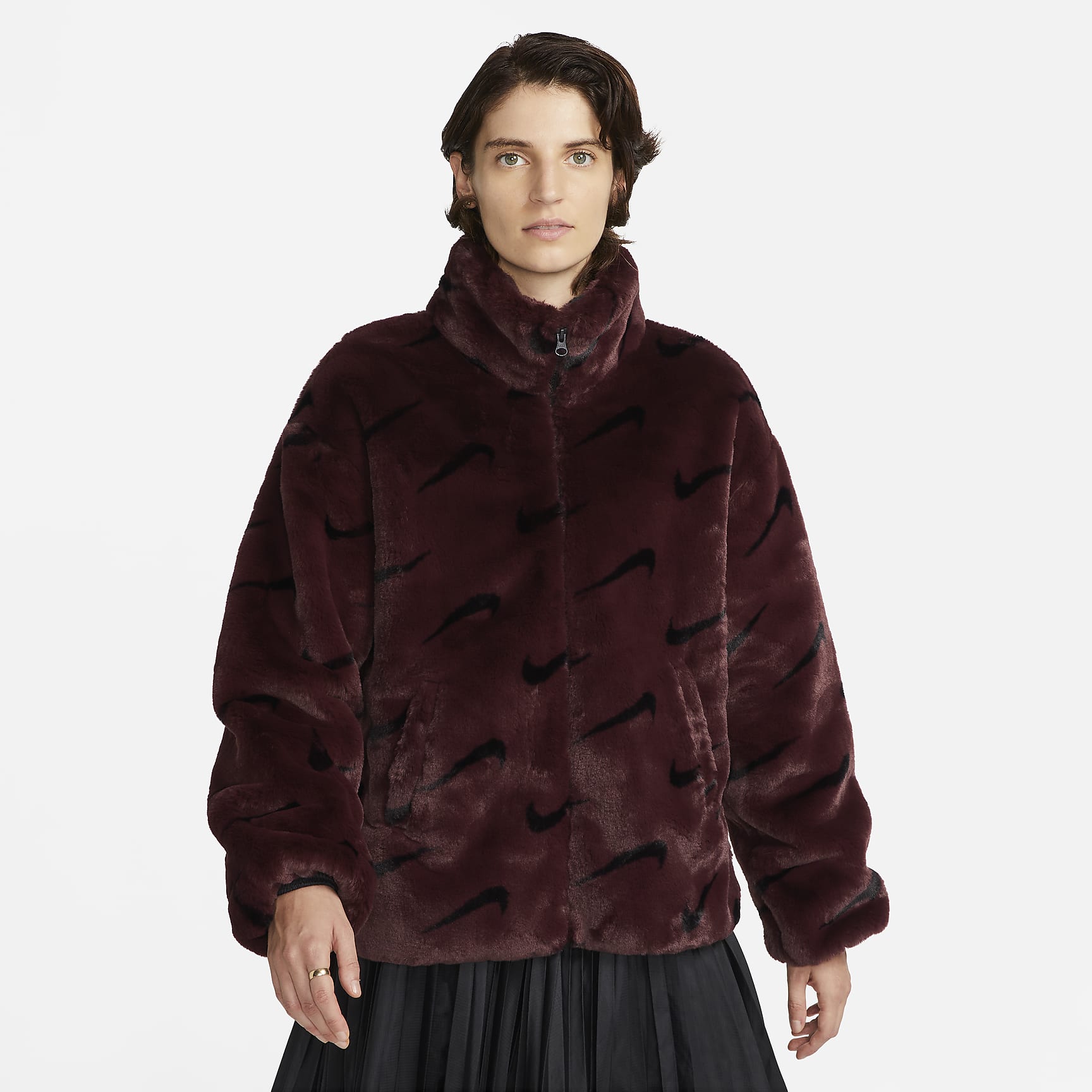 Sportswear Plush - Women's Printed Faux Fur Jacket