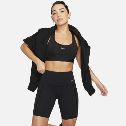 Universa - Women's Medium-Support High-Waisted 8" Biker Shorts with Pockets