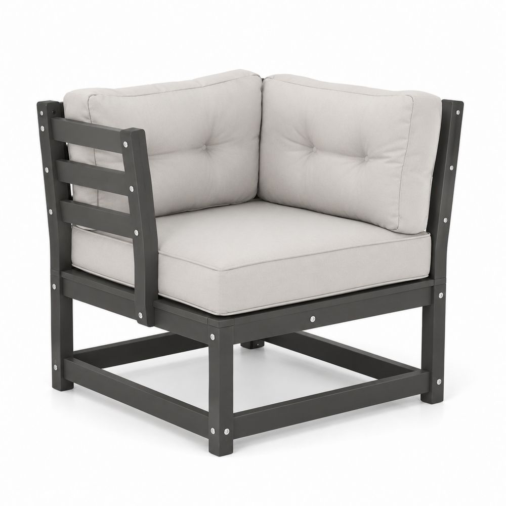 Fauteuil d'extérieur en métal avec coussins en polyester Gris