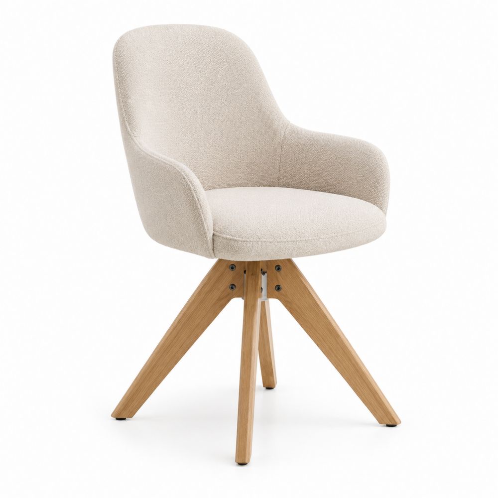 Chaise pivotante en tissu avec pieds en chêne