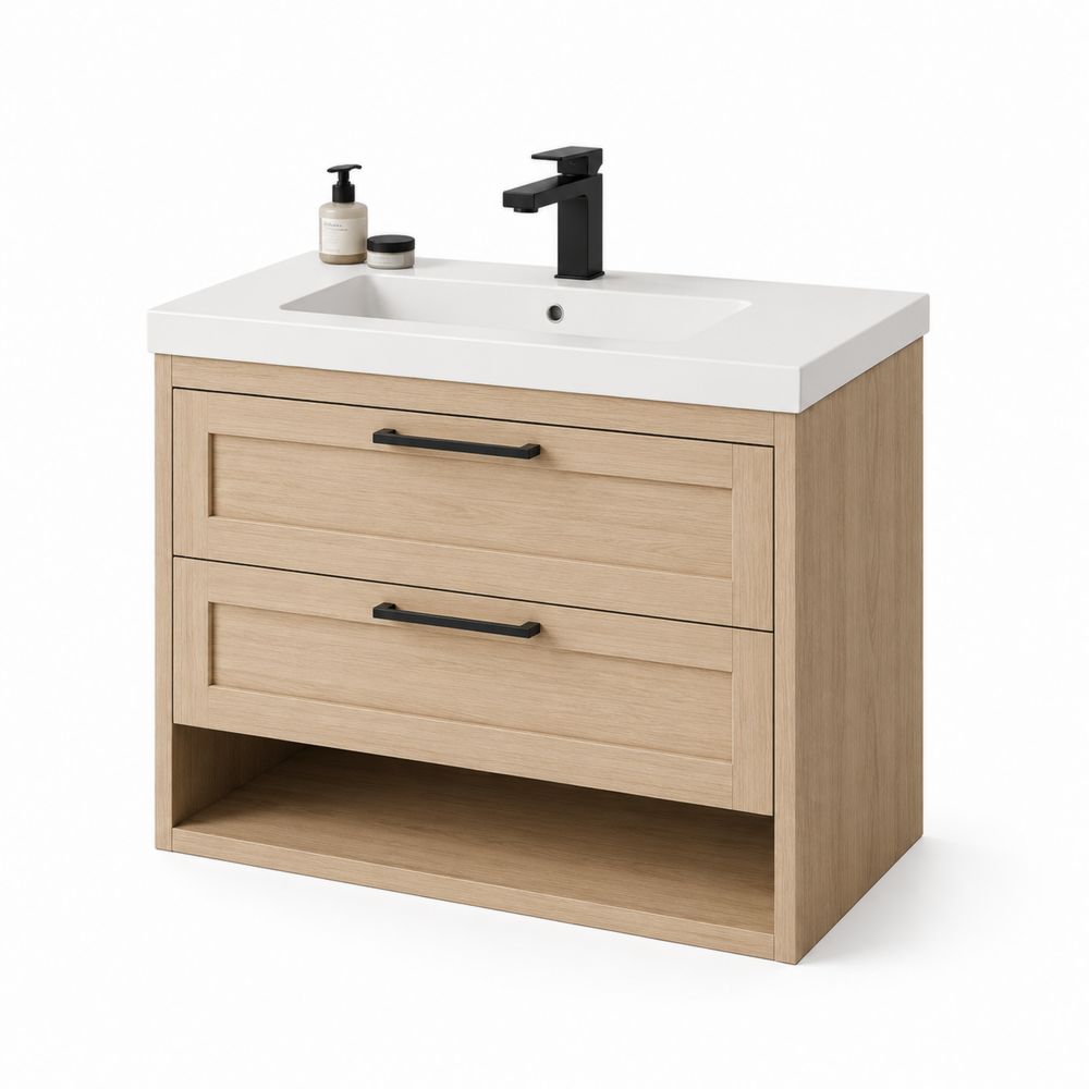 Meuble lavabo en bois avec tiroirs 80x45x50 cm