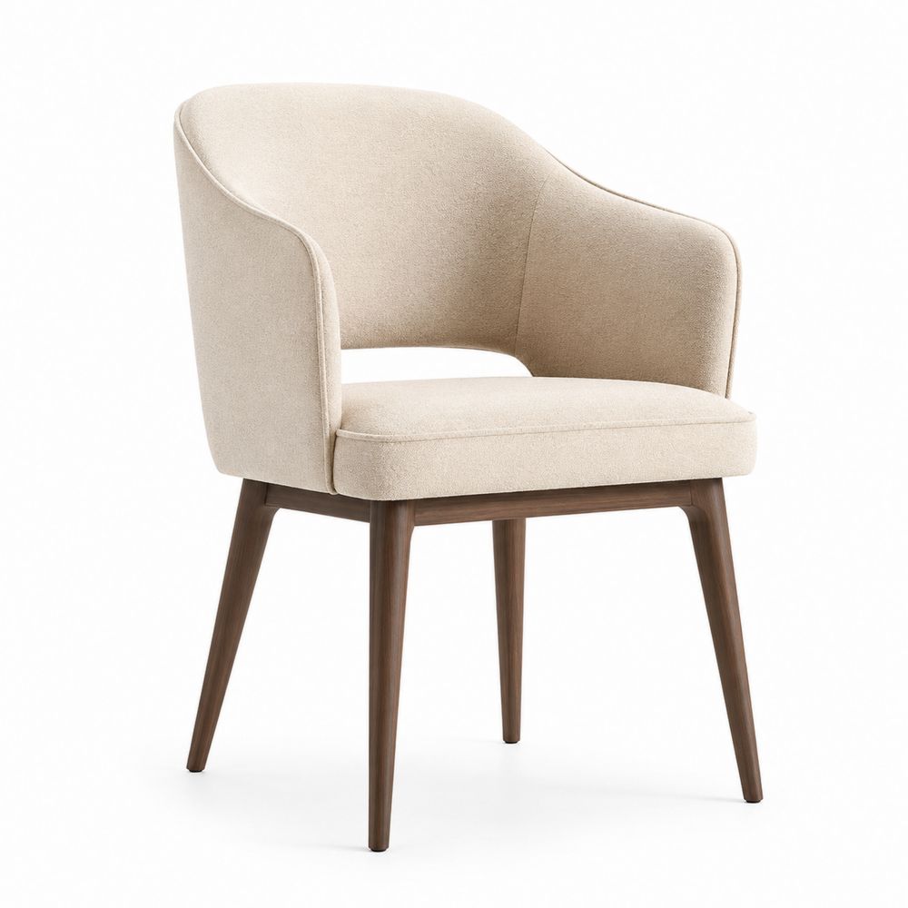 Chaise en bois avec tissu beige