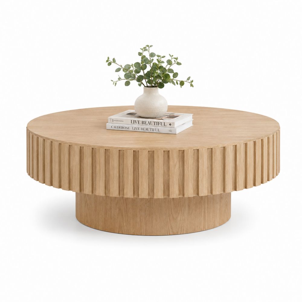 Table basse ronde en bois de chêne