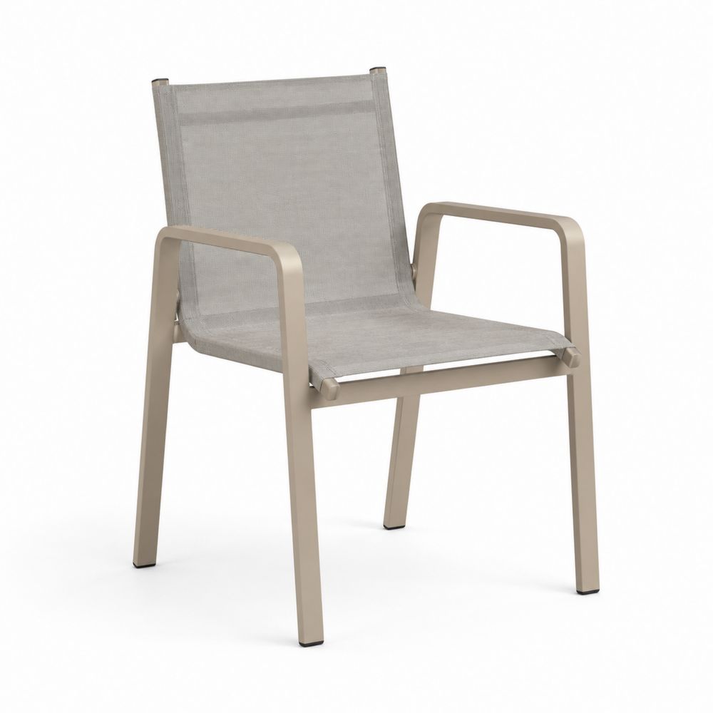 Chaise de patio en aluminium et textilène beige