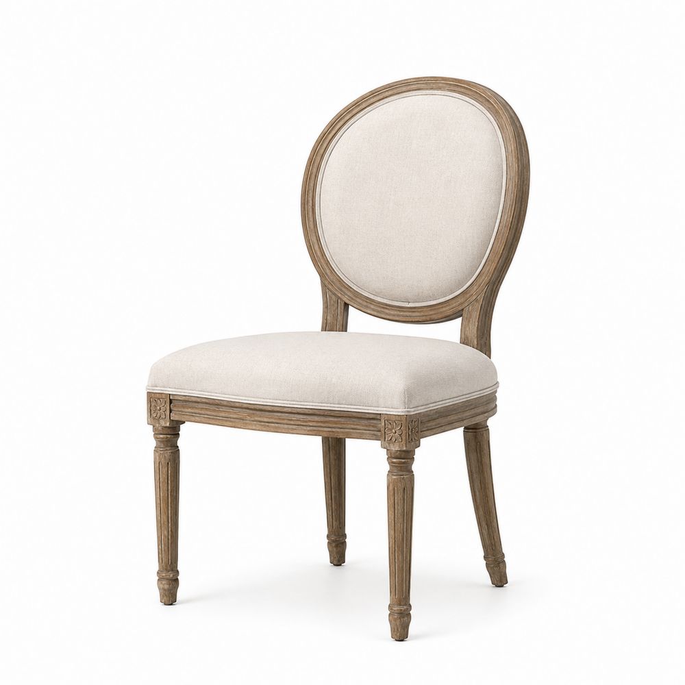 Chaise en bois et lin Beige
