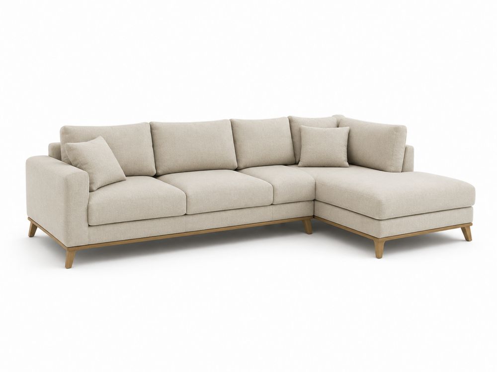 Canapé d'angle en tissu lin Beige