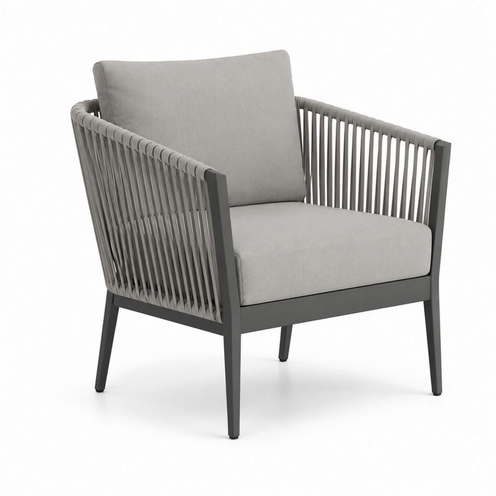 Fauteuil d'extérieur en Aluminium et Corde Gris Clair