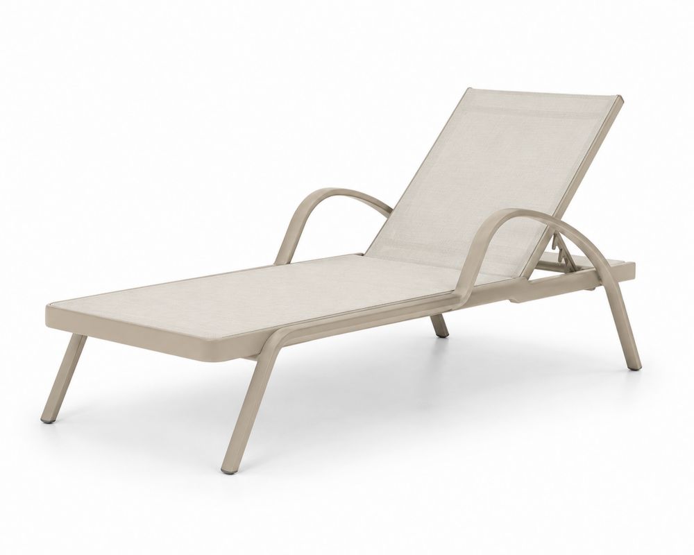 Chaise longue extérieure réglable en aluminium et tissu beige