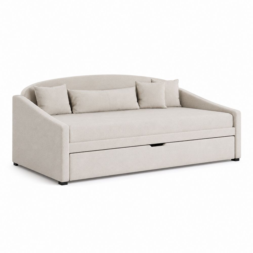 Canapé-lit en bois et tissu Beige 200x90 cm