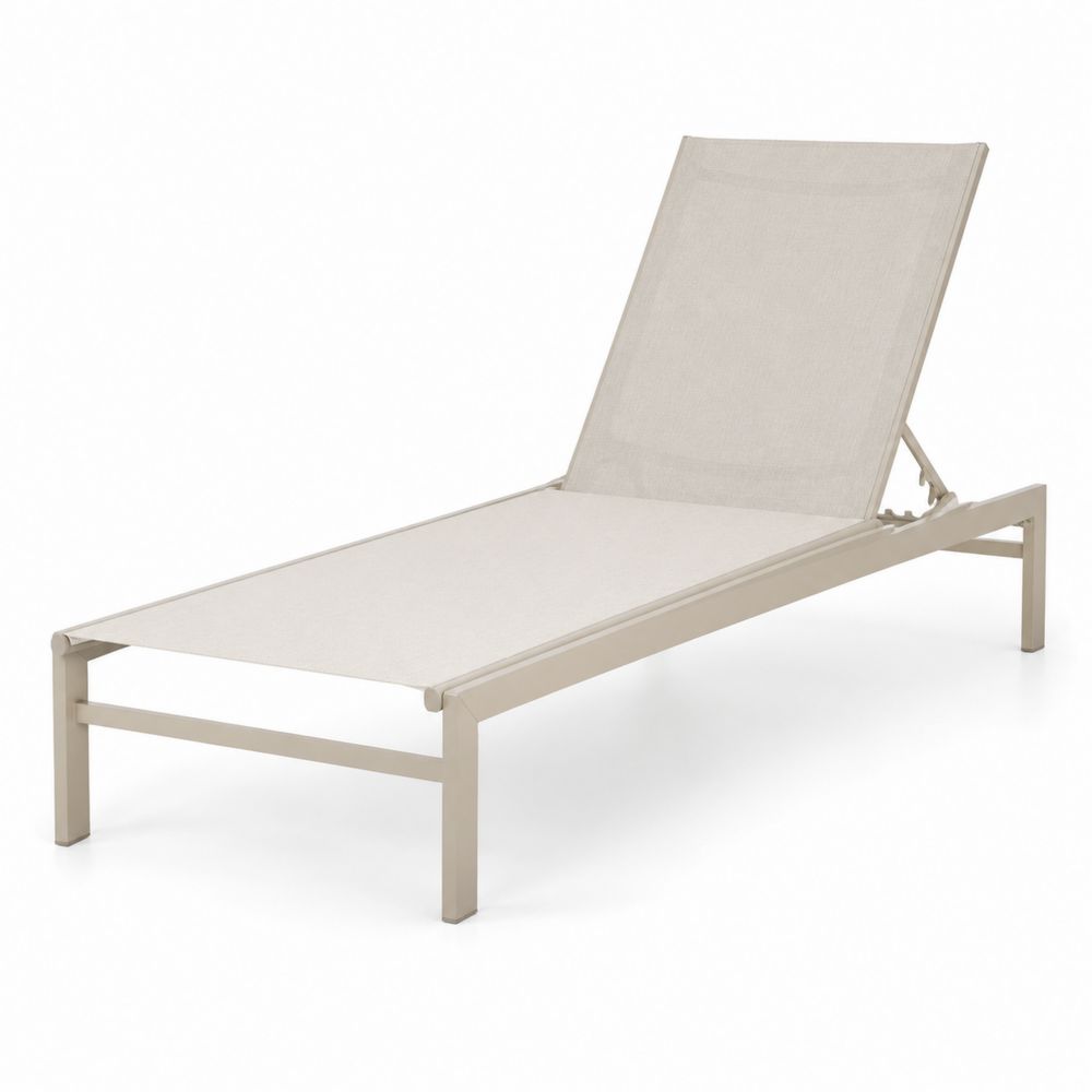 Chaise longue extérieure en aluminium et textilène réglable beige