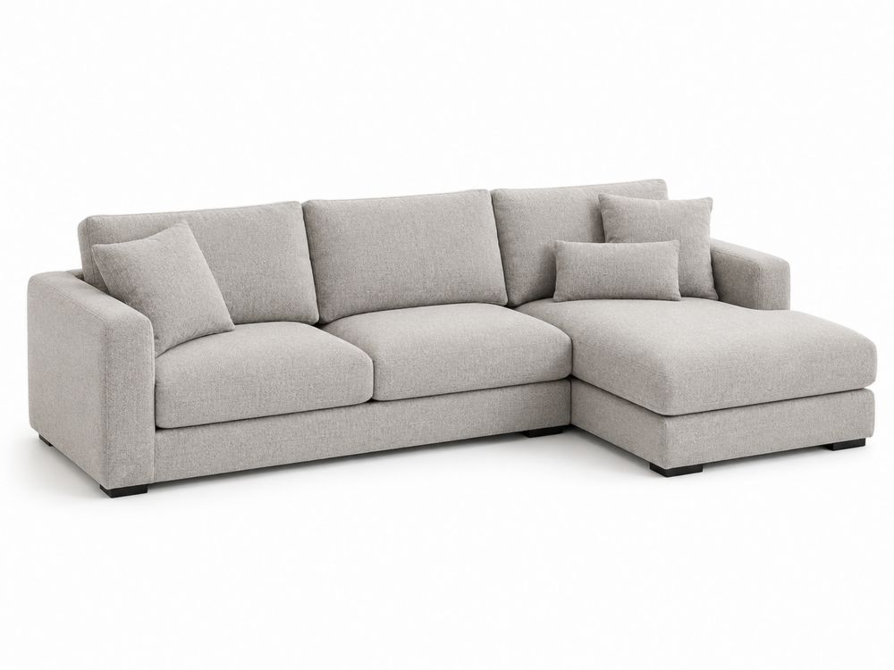Canapé d'angle modulable en tissu polyester Gris clair 280 cm
