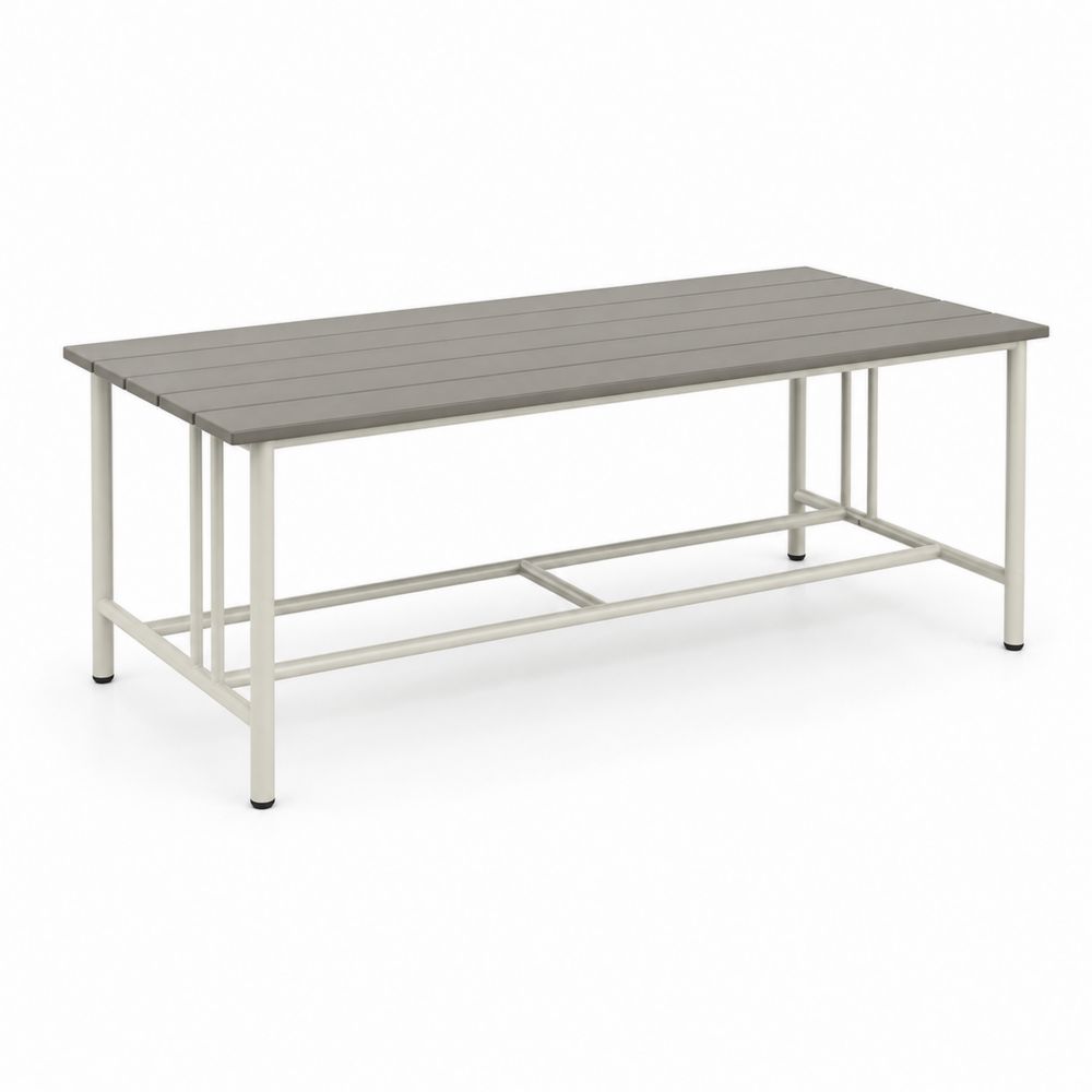 Table extérieure rectangulaire 180x90 cm en aluminium et composite gris