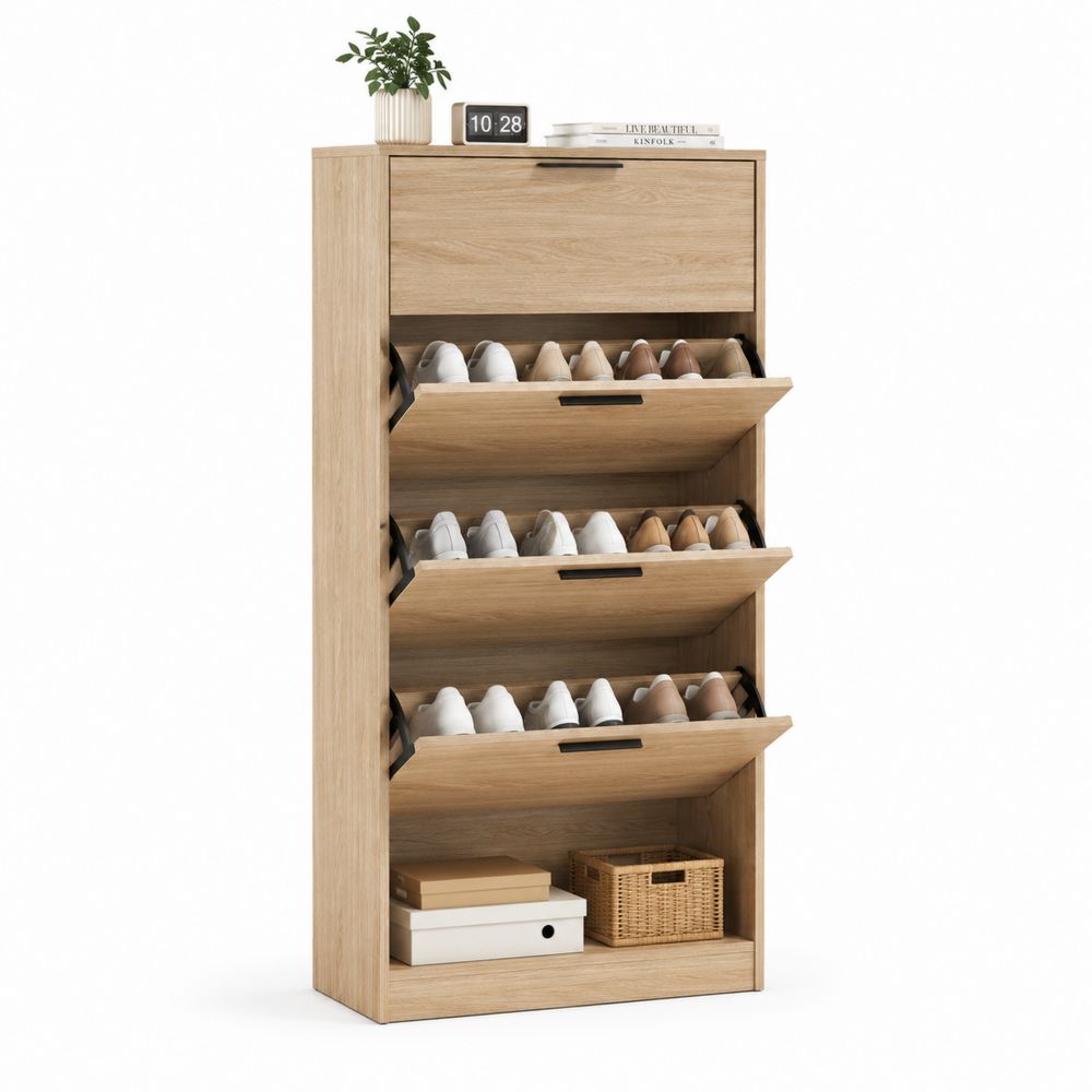 Meuble à chaussures en bois 4 niveaux 160 cm