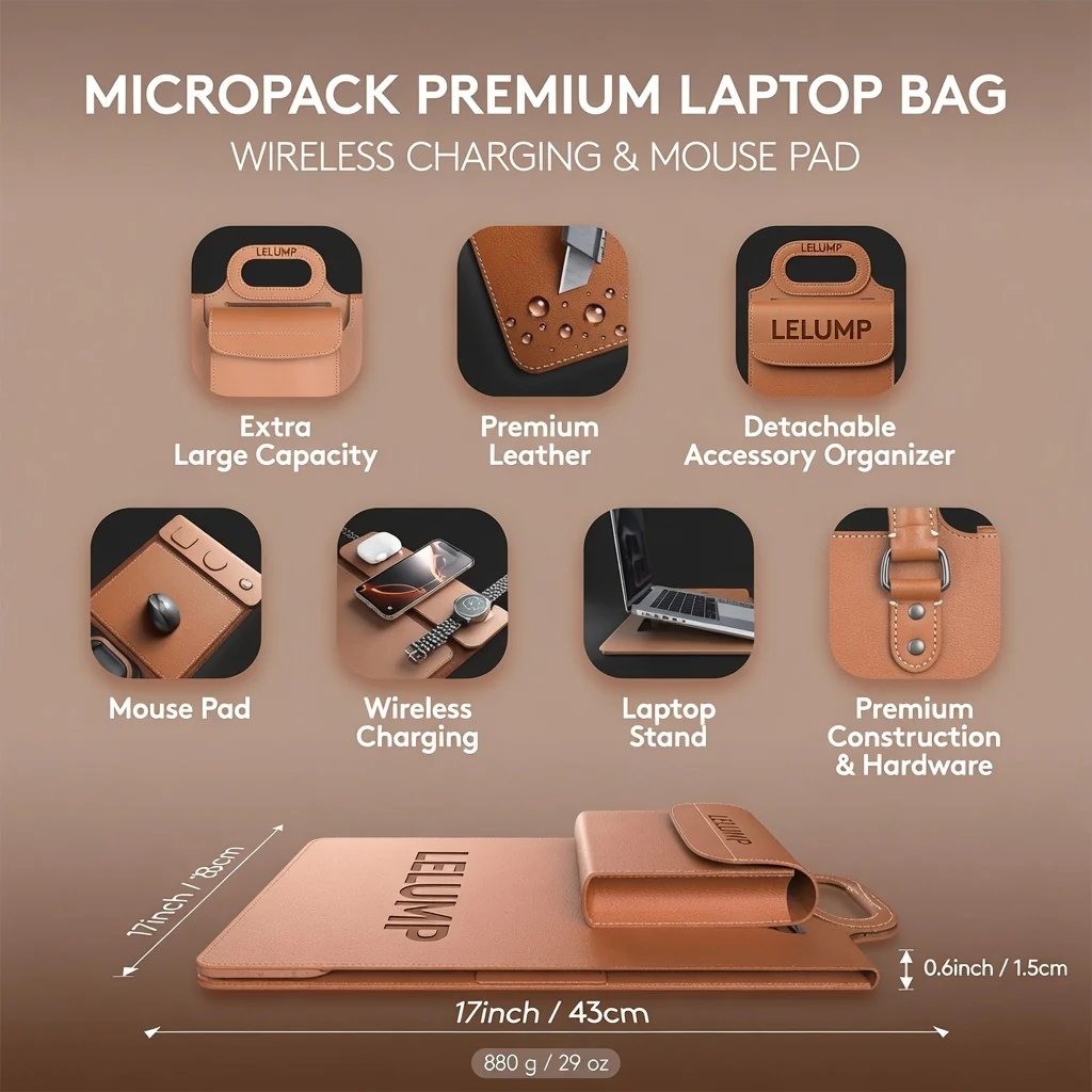 3-in-1 Wireless Charging Laptop Bag for Work, Travel and Everyday Carry